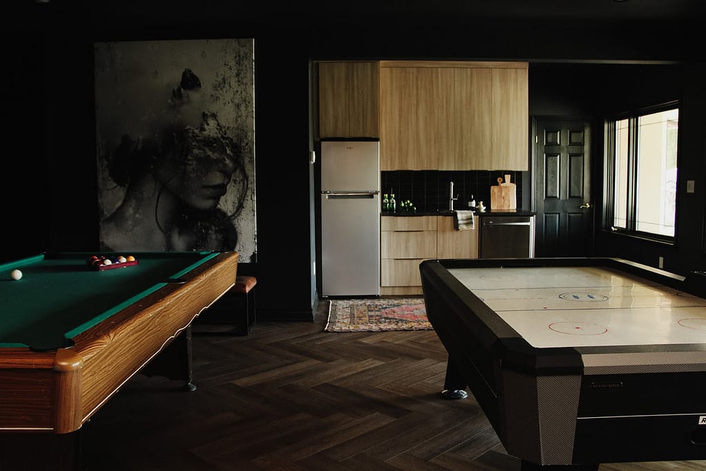 Moody games room bar basement