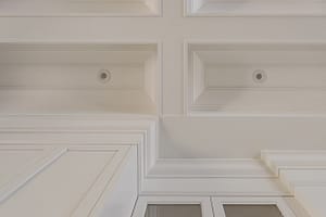 Coffered Ceiling meeting Kitchen Cabinet Crown Moulding