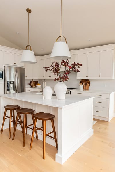 traditional simply white kitchen with wood accents