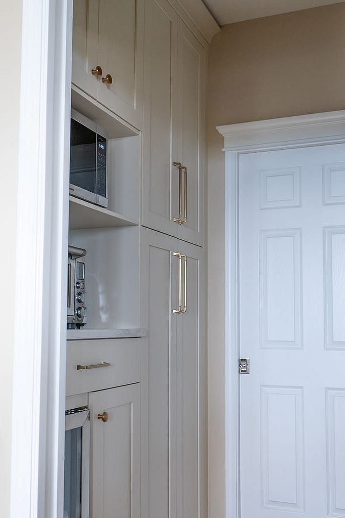 Transitional Cream kitchen with pantry