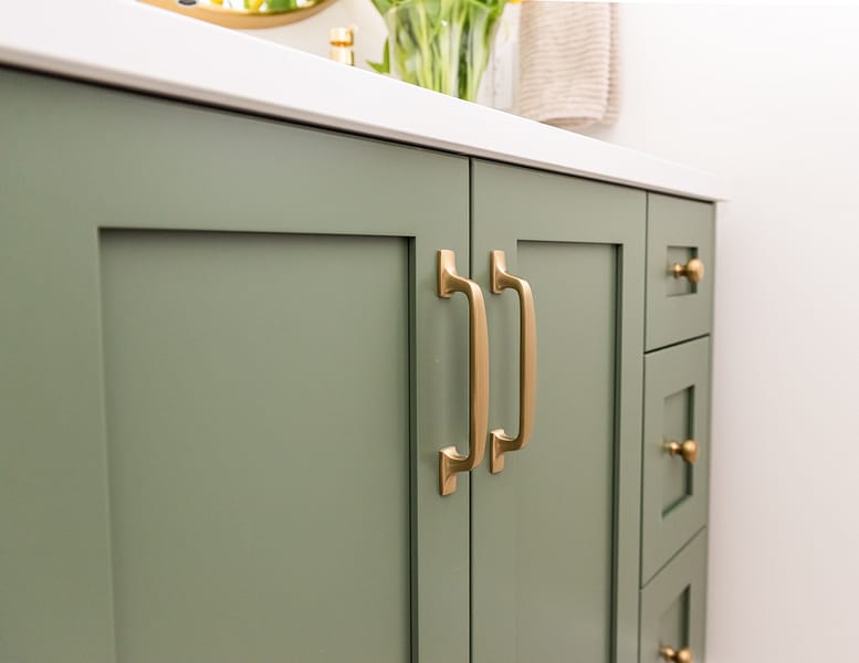 green vanity gold hardware