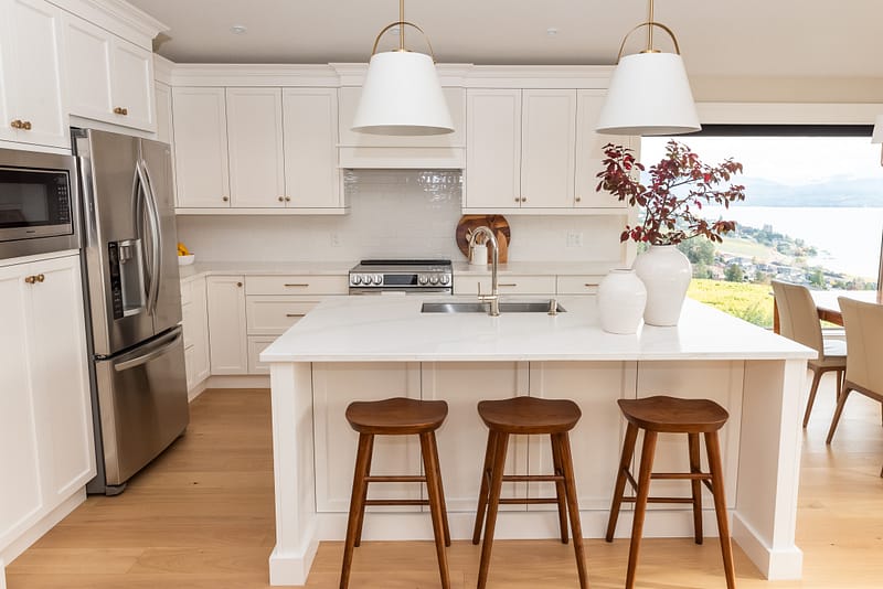 traditional simply white kitchen with wood accents