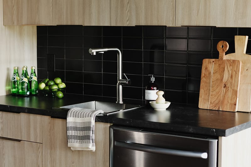 Black and wood kitchen